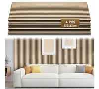 Ollewiellan Lot de 4 panneaux acoustiques 2,88 m² - Panneaux muraux en bois de chêne et feutre - 120 x 60 cm - Revêtement mural en bois pour studio et maison - Décoration murale intérieure - Panneaux