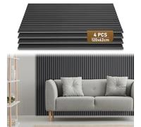 Ollewiellan Lot de 4 panneaux acoustiques 2,88 m² - Panneaux muraux en bois gris et feutre - 120 x 60 cm - Revêtement mural en bois pour studio et maison - Décoration murale intérieure - Panneaux