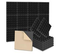 Ollewiellan Lot de 72 panneaux acoustiques en mousse autocollants, 5 x 30 x 30 cm, isolation acoustique, absorption des échos, isolation phonique, pour la maison et le studio, décoration de jeu,