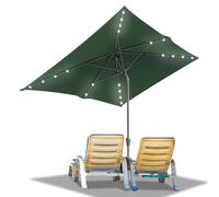 Ollewiellan Parasol rectangulaire 210 x 140 / 300 x 200 cm avec manivelle - Parasol de jardin déporté rectangulaire - Protection solaire UV50+ - Pliable - Imperméable - Sans support, vert avec LED