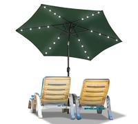Ollewiellan Parasol solaire LED - Diamètre : 270 cm - Avec manivelle - Parasol déporté pliable des deux côtés à 30 ° - Protection UV 50+ - Parasol de plage - Parasol de jardin pour terrasse, balcon -