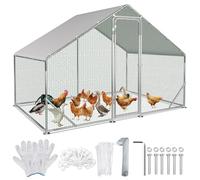 Ollewiellan Poulailler en acier galvanisé avec porte et verrou - 3 x 2 x 2 m - Enclos en métal avec filet - Pour poules, lapins, oies, pigeons et cailles