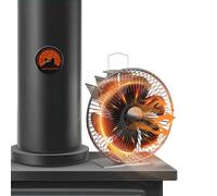 Ollewiellan Ventilateur de cheminée à 6 pales avec housse de protection et thermomètre - Sans électricité - Outil de cheminée efficace - Silencieux - Pour cheminée, cheminée - 19 x 10,5 x 20,5 cm