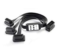 OLLGEN Câble répartiteur OBDii OBD2 à 3 voies de 50 cm - Profil ultra bas - 16 broches OBD mâle vers femelle - Câble d'extension de diagnostic de voiture avec interrupteur d'alimentation individuel