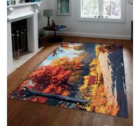 OLLIAR Home Automne Banc de Parc Design Tapis Lavables Ultra Doux Antidérapant Tapis Pliable À Pou pour Salon Chambre Mince Jeté Tapis De Sol 80x150cm