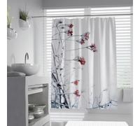 OLLIAR Home Ensemble de Rideaux de Douche Floraux d’Hiver Vibrant Botanique Paysage Naturel Polyester Tissu Rideaux de Douche lavables pour Femmes Décor de Salle de Bain 90x180cm