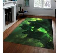 OLLIAR Home Halloween Horreur château Vert Tapis pour Salon Chambre Fantasy mystère Gothique Tapis Doux d’intérieur à Poils Ras pour Maison hantée 60x90cm