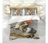 OLLIAR Home Milieu du siècle esthétique Housse de Couette Ensemble Napoléon traversant Les Alpes célèbre Peinture estampes Ensembles de literie Doux 3 pièces 2 Couvre-Oreiller 240x220cm