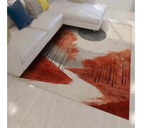 OLLIAR Home Moderne Nature Chemin Tapis Arbre Silhouette Gris Soleil Automne Paysage Imprimer Doux Faible Poils Grand Tapis pour Salons Bureau 120x170cm