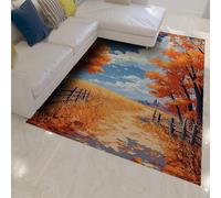 OLLIAR Home Paysage d’Automne Tapis pour Salon Rustique Chemins de Campagne Tapis d’intérieur Lavable antidérapant pour Salle à Manger Bureau Salon 180x300cm