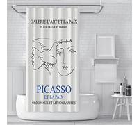 OLLIAR Home Picasso Style Décoratif Imperméable Baignoire Rideaux Art Minimaliste Ligne Abstraite Tissu Rideau De Douche Décor Set avec Crochets 180x180cm
