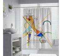 OLLIAR Home Rideau de Douche à géométrie colorée pour Salle de Bain Ensembles de Rideaux de Douche à l’esthétique Moderne Abstraite Rideau de Bain en Tissu étanche en Polyester avec Crochets 180x200