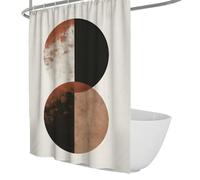 OLLIAR Home Rideau de Douche Abstrait Circulaire pour Salle de Bain décoration intérieure Chaude en Tons Terre Tissu Polyester avec Crochets Lavable en Machine pour la Cabine de Douche 150x200cm