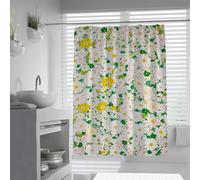 OLLIAR Home Rideau de Douche Country Daisy Rideaux de Douche Bohèmes à Fleurs printanières pour Tissu Lavable de Salle de Bain avec Crochets 180x220cm