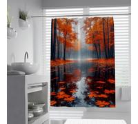 OLLIAR Home Rideau de Douche d’Automne 90x180 Forêt d’Automne Lac Feuilles d’érable d’Orange Paysages rustiques Rideaux de Salle de Bain Tissu Ensembles décoratifs Salle de Bain avec Crochets