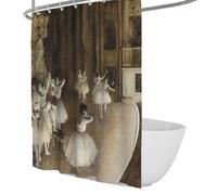 OLLIAR Home Rideau de Douche de Style Vintage La répétition de Ballet sur scène Célèbre Peinture Impression Rideau de Salle de Bain Rideaux de Baignoire Marron imperméables 120x180