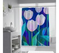 OLLIAR Home Rideau de Douche Fleuri Rose dégradé de rêve Rideau de Salle de Bain Moderne Tulip Vibrant avec Crochets Ensemble de Rideaux de Bain en Tissu imperméable 120x200cm