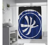 OLLIAR Home Rideau de Douche géométrique Minimaliste Abstrait Colombe Bleu Blanc Cercle Imprimer Rideaux de Salle de Bain Peinture d’Art Classique Rideau de Bain en Tissu Lavable 180x220