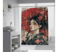 OLLIAR Home Rideau de Douche Japonais esthétique 120x200 Rideaux de Douche imperméables Geisha japonaises pour Femmes Rideaux de Douche en Tissu Lavable Style Anime