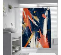 OLLIAR Home Rideau de Douche Lavable Art Abstrait Moderne Coups de Pinceau Décoration Graffiti Set de Rideaux de Bain Tissu imperméable Accessoires de Salle de Bain avec Crochets 200x180cm