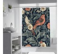 OLLIAR Home Rideau de Douche Vintage Bird Rustique Botanique Fleur Élégante Décoration de Salle de Bain Esthétique bohème Polyester étanche Rideaux de Bain en Tissu imperméable 180x220cm