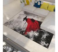 OLLIAR Home Samouraï Japonais Tapis Abstrait Arbre de Montagne Arbre à Encre Traditionnel Art Decor Lavable Rectangle Tapis pour Salon Chambre 100x150cm