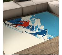 OLLIAR Home Ski Aventure Tapis Montagne Sports d’Hiver Tapis antidérapant Doux Facile Nettoyer Grands Tapis pour Salon Appartement décoration intérieure 90x180cm