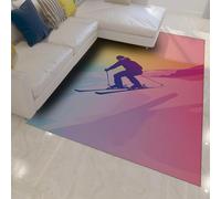 OLLIAR Home Ski Silhouette Rectangle Tapis Abstrait Montagne Neige Moderne Ombre Doux Non Antidérapant Zone Pliable Tapis pour Salon Salle Jeux 60x180cm