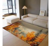 OLLIAR Home Tapis d’Art Moderne Misty Autumn Forest Lavable Grands Tapis pour Salon Ferme Doux antidérapant pour Chambre à Coucher Salle à Manger Bureau 80x150cm