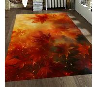 OLLIAR Home Tapis Feuille d’érable d’Automne 90x180cm Moderne esthétique créative Design Tapis pour Chambre à Coucher antidérapant Tapis Couloir à Poils Ras pour la Porte d’entrée Table à Manger