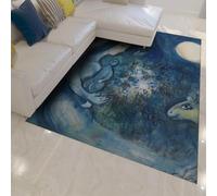 OLLIAR Home Tapis rêve sur Le thème la Famille Mère et Fils Pays Rustique Fleur Bleu Ultra Doux Pliable Mince Tapis pour Salon Chambre d’Enfant 80x150cm