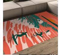 OLLIAR Home Tapis thème Surf l’océan Moderne Vibrant thème Plage Vagues abstraites Tapis Lavable antidérapant pour Salon dortoir Salon 120x180cm