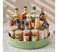 Ollimy éPices Rond Plateau De Rangement, Plateau Tournant Frigo Cuisine Rotatif 360°, Porte-épices, Lazy Susan Rangement Organisation Placard pour Epices Snack Bouteille, CosméTique (Vert)