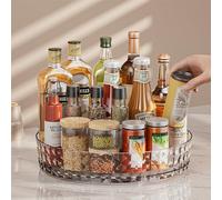 Ollimy éPices Rond Plateau De Rangement, Plateau Tournant Frigo Cuisine Rotatif 360°, Porte-épices, Lazy Susan Rangement Organisation Placard Pour Epices Snack Bouteille, CosméTique (Transparent)