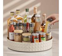 Ollimy éPices Rond Plateau De Rangement, Plateau Tournant Frigo Cuisine Rotatif 360°, Porte-épices, Lazy Susan Rangement Organisation Placard pour Epices Snack Bouteille, CosméTique (Blanc)