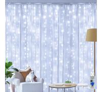 Ollny 200 LED Guirlande Lumineuse Rideau, Rideau Lumineux 2m*2m USB pour Noël, Mariage, Anniversaire, Fenêtre, Maison (Blanc Froid)