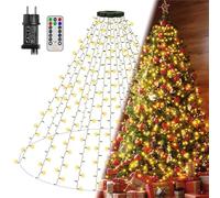 Ollny Guirlande lumineuse pour sapin de Noël 2,5 m, 300 LED, 12 fils avec minuterie à anneau, 8 modes, étanche, pour sapins de 150 cm, 180 cm et 240 cm