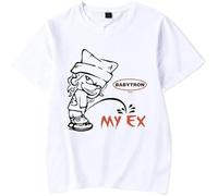 OLLQSB BabyTron My Ex Song T-Shirt Homme Et Femme Street Fashion Col Rond, Manches Courtes Convient pour Le Printemps Et L'été,Blanc,S