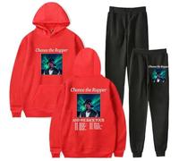 OLLQSB Chance The Rapper and We Back Tour 2025 Merch Sweat-Shirt À Capuche Décontracté À Col Rond Et Manches Longues pour Hommes Et Femmes, Confortable, Durable Et Élégant,Rouge,XXS