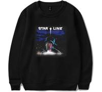 OLLQSB Chance The Rapper Star Line Album Merch Crewneck Sweatshirt À Capuche Décontracté À Col Rond Et Manches Longues pour Hommes Et Femmes, Confortable, Durable Et Élégant,Noir,XS