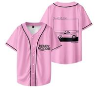 OLLQSB Henry Moodie Good Old Days Illustration Baseball Jacket Tee Homme Et Femme Street Fashion Col Rond, Manches Courtes Convient pour Le Printemps Et L'été,Rose,XL