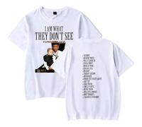 OLLQSB Yungeen Ace I Am What They Don't See T-Shirt Homme Et Femme Street Fashion Col Rond, Manches Courtes Convient pour Le Printemps Et L'été,Blanc,XS