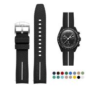 OLLREAR Bracelet en Silicone pour Omega x Swatch Moonsswatch, Bracelet de Remplacement 20mm à Dégagement Rapide Bracelet Montre étanche pour Homme Femme, Noir&Blanc