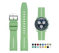 OLLREAR Bracelet en Silicone pour Omega x Swatch Moonsswatch, Bracelet de Remplacement 20mm à Dégagement Rapide Bracelet Montre étanche pour Homme Femme, Vert Clair&White