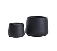 Olly & Rose Copenhagen Lot de 2 Pots de Fleurs en céramique Noir Mat - Pots de Ciment en céramique pour intérieur et extérieur - Effet texturé - Pots de Fleurs de Grande et Moyenne Taille