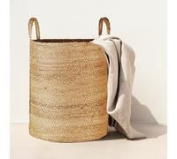 Olly & Rose Grands paniers de rangement en jute tissés à la main 40 cm x 50 cm Grand panier à linge de qualité supérieure et présentoir polyvalent Naturel
