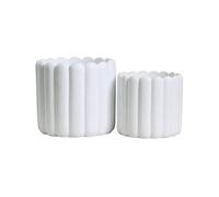 Olly & Rose iOS Pot de Fleurs à Rayures Verticales - Pot de Fleurs Blanc moucheté en céramique - 17 et 13 cm de diamètre - Pots de Fleurs d'intérieur et d'extérieur (Blanc)