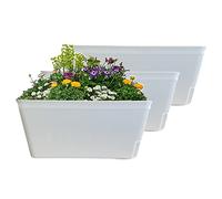 Olly & Rose Lazy Planters Lot de 3 Pots de Fleurs à arrosage Automatique Blanc Mat