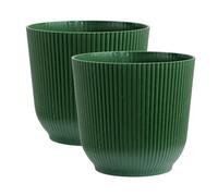 Olly & Rose Oxford Lot de 2 pots de fleurs en plastique pour intérieur et extérieur pour jardin et maison - Pots de fleurs en résine renforcée (vert, 18 cm)