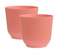Olly & Rose Oxford Lot de 2 pots de fleurs en plastique pour intérieur et extérieur pour jardin et maison - Pots de fleurs en résine trempé (rose, 18 cm)